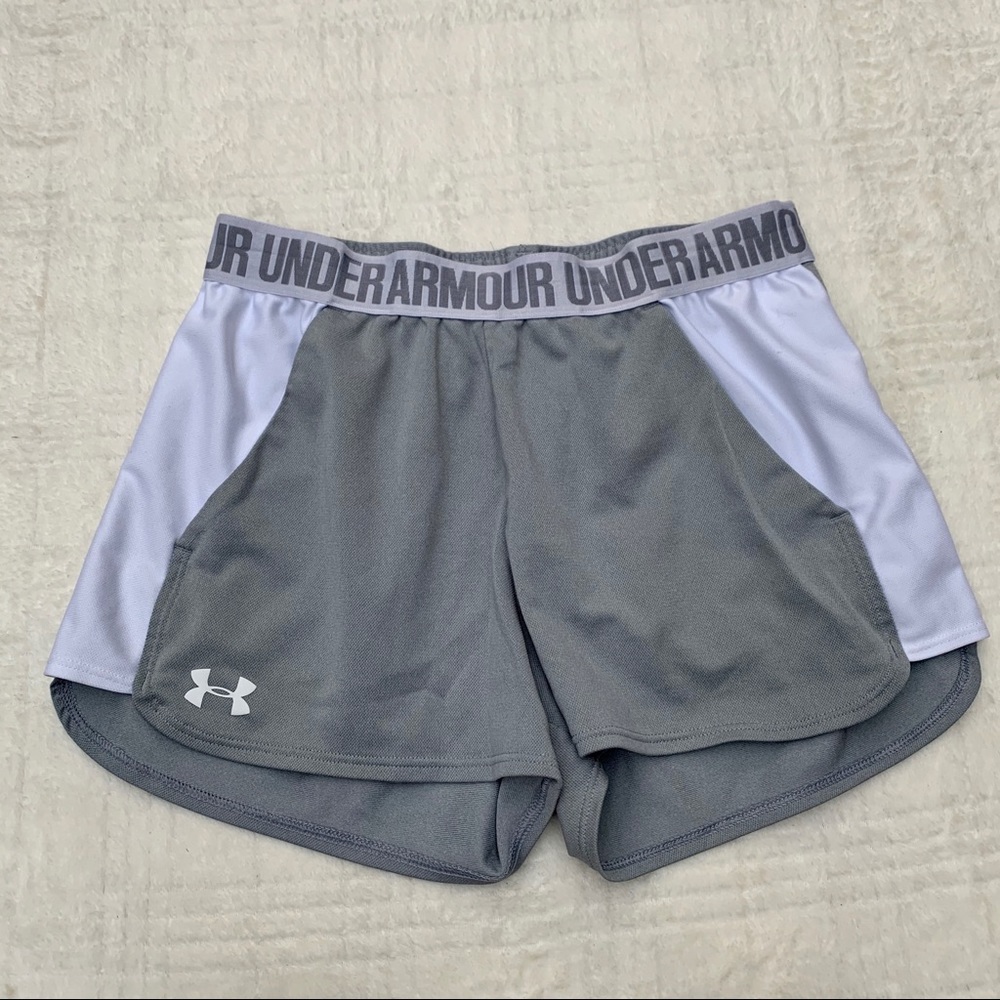 Grey and White Under Armour Shorts